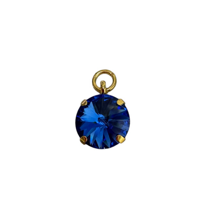 12MM sapphire charm featuring a vibrant blue hue, perfect for adding elegance to bracelets and necklaces.