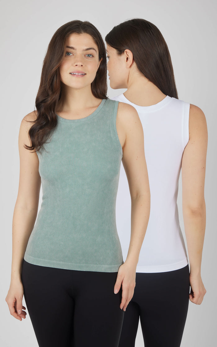 2 PK Stonewash Ribbed Seamless Tank - 90 Degree by Reflex