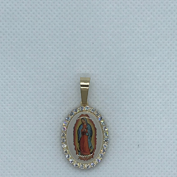 24K Gold Plated Our Lady of Guadalupe Pendant Virgen De Guadalupe Medalla Oro Laminado