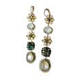 Private label 5-tier beaded flower drop earrings with colorful beads and floral design on silver hooks.