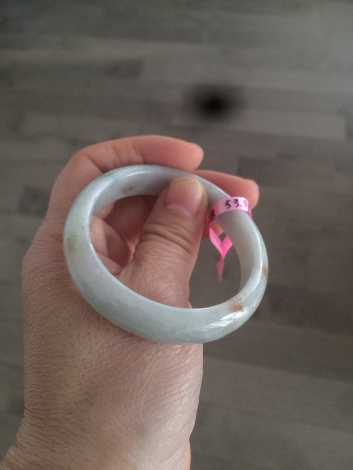 51.5mm certified type A 100% Natural green/orange oval Jadeite Jade bangle W33-5428