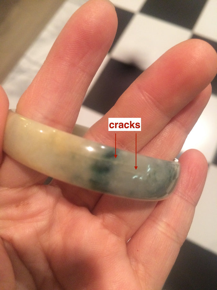 52.3mm certified jadeite jade bangle green/yellow thin style small hand L14-3899