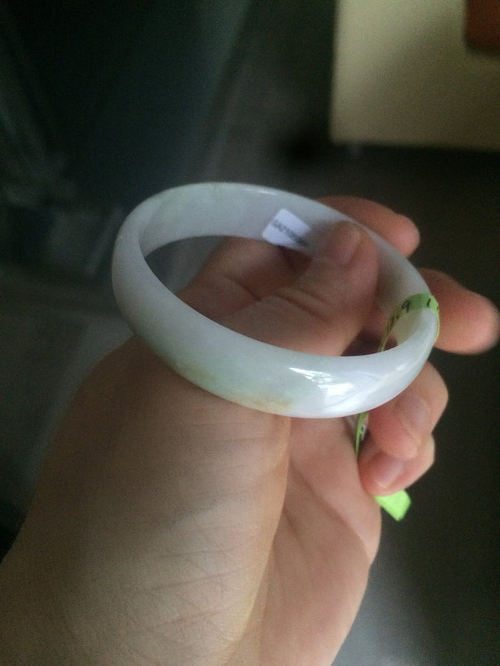 52.6mm certified Type A 100% Natural white/pink/green/yellow thin Jadeite Jade bangle AB5-9116