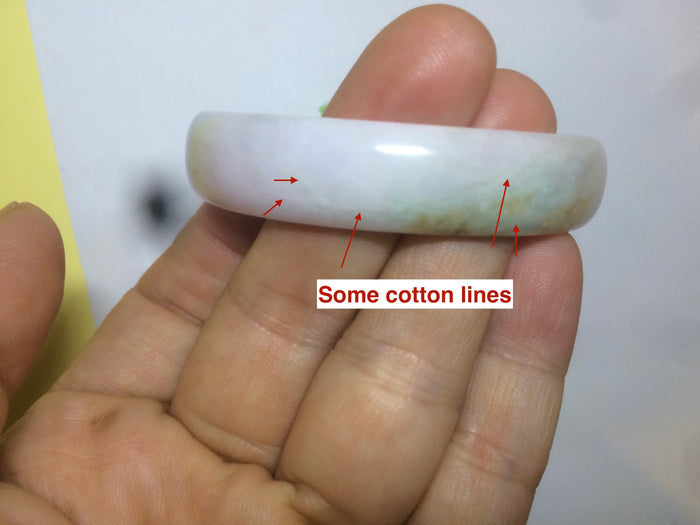 52.6mm certified Type A 100% Natural white/pink/green/yellow thin Jadeite Jade bangle AB5-9116
