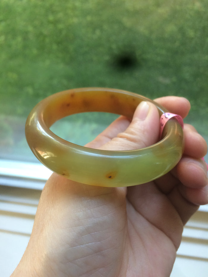 52.9mm 100% Natural yellow/red/orange/gray Xiu Jade (Serpentine) (The Origin of Life) bangle A30