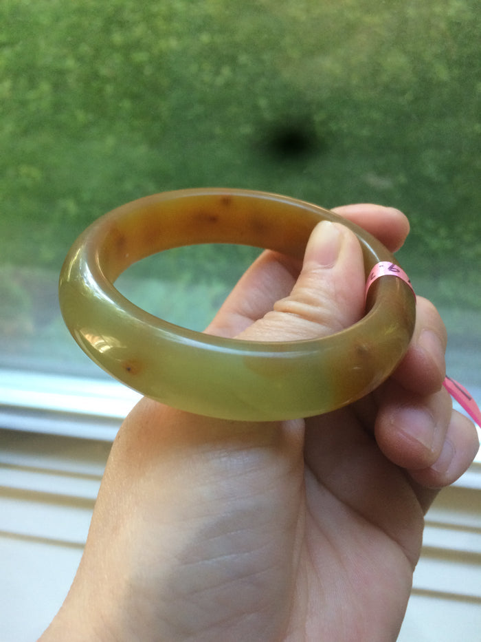 52.9mm 100% Natural yellow/red/orange/gray Xiu Jade (Serpentine) (The Origin of Life) bangle A30