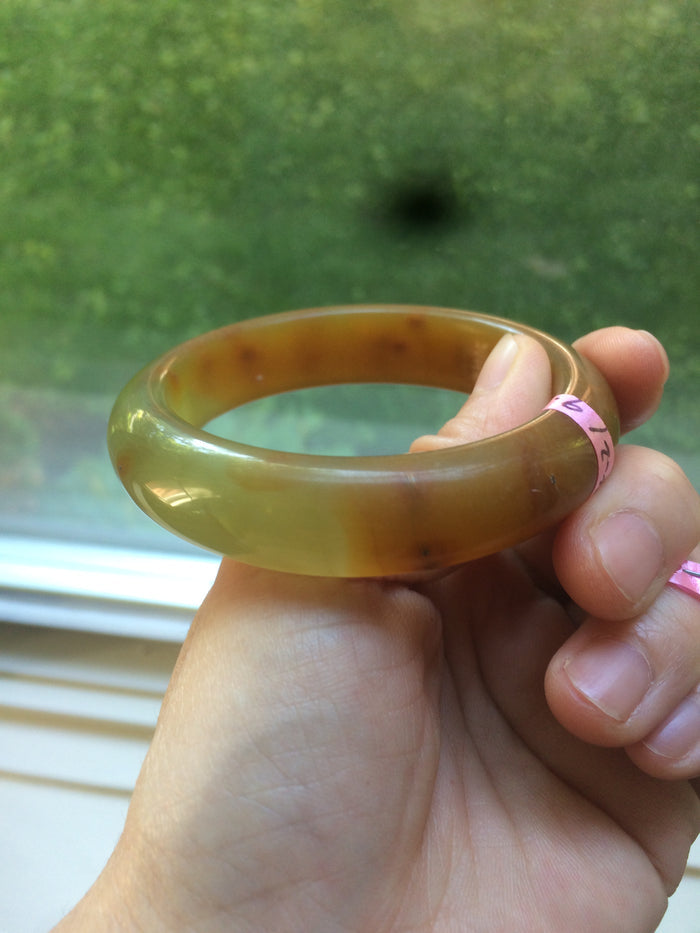 52.9mm 100% Natural yellow/red/orange/gray Xiu Jade (Serpentine) (The Origin of Life) bangle A30