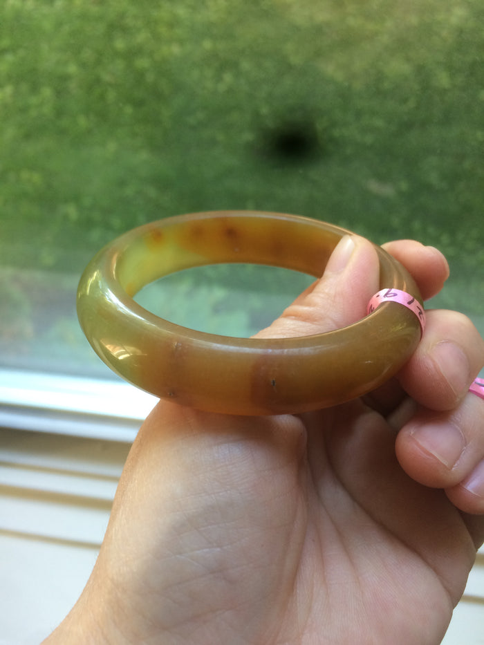 52.9mm 100% Natural yellow/red/orange/gray Xiu Jade (Serpentine) (The Origin of Life) bangle A30
