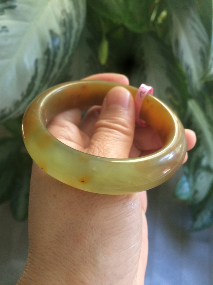 52.9mm 100% Natural yellow/red/orange/gray Xiu Jade (Serpentine) (The Origin of Life) bangle A30