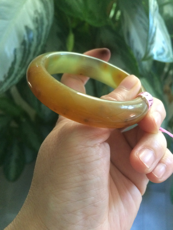 52.9mm 100% Natural yellow/red/orange/gray Xiu Jade (Serpentine) (The Origin of Life) bangle A30