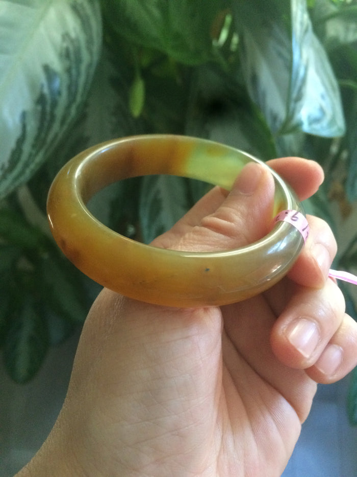 52.9mm 100% Natural yellow/red/orange/gray Xiu Jade (Serpentine) (The Origin of Life) bangle A30
