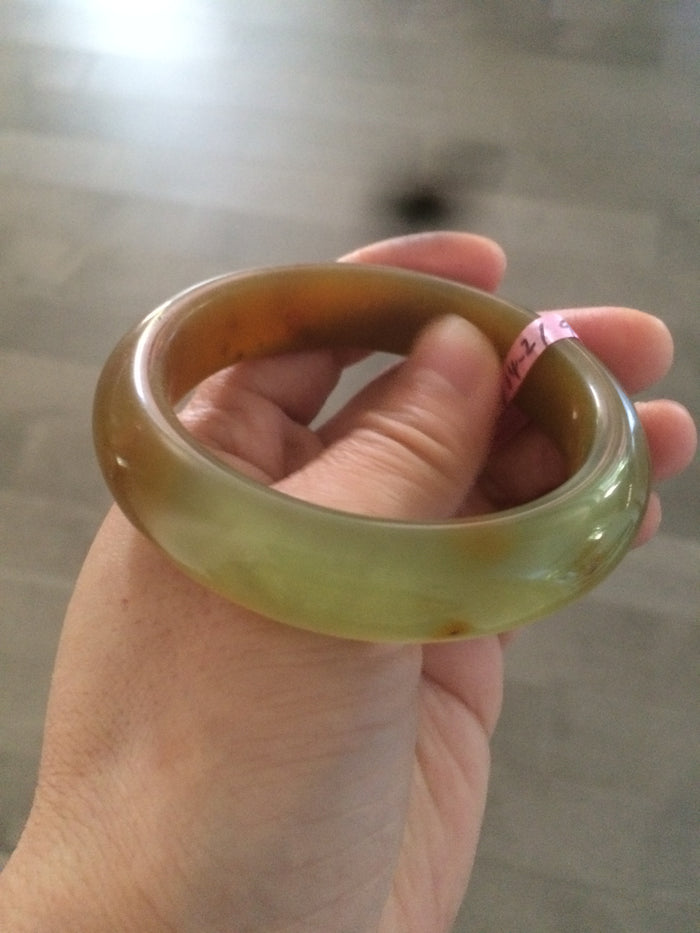 52.9mm 100% Natural yellow/red/orange/gray Xiu Jade (Serpentine) (The Origin of Life) bangle A30