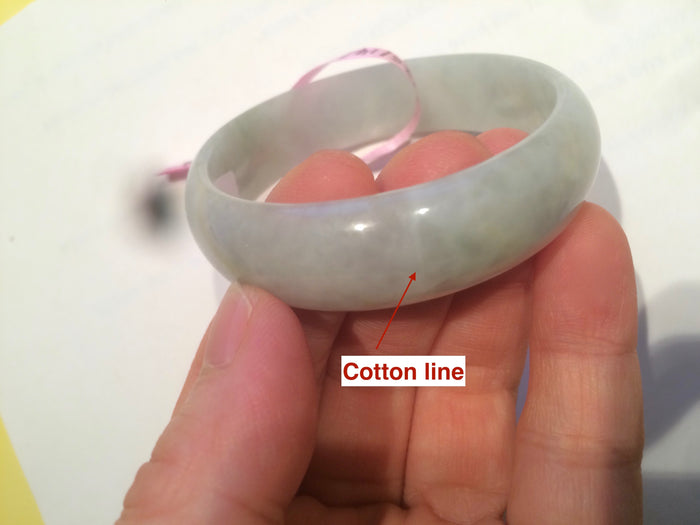 52mm Certified Type A 100% Natural light green/white oval Jadeite Jade bangle Z42-2349