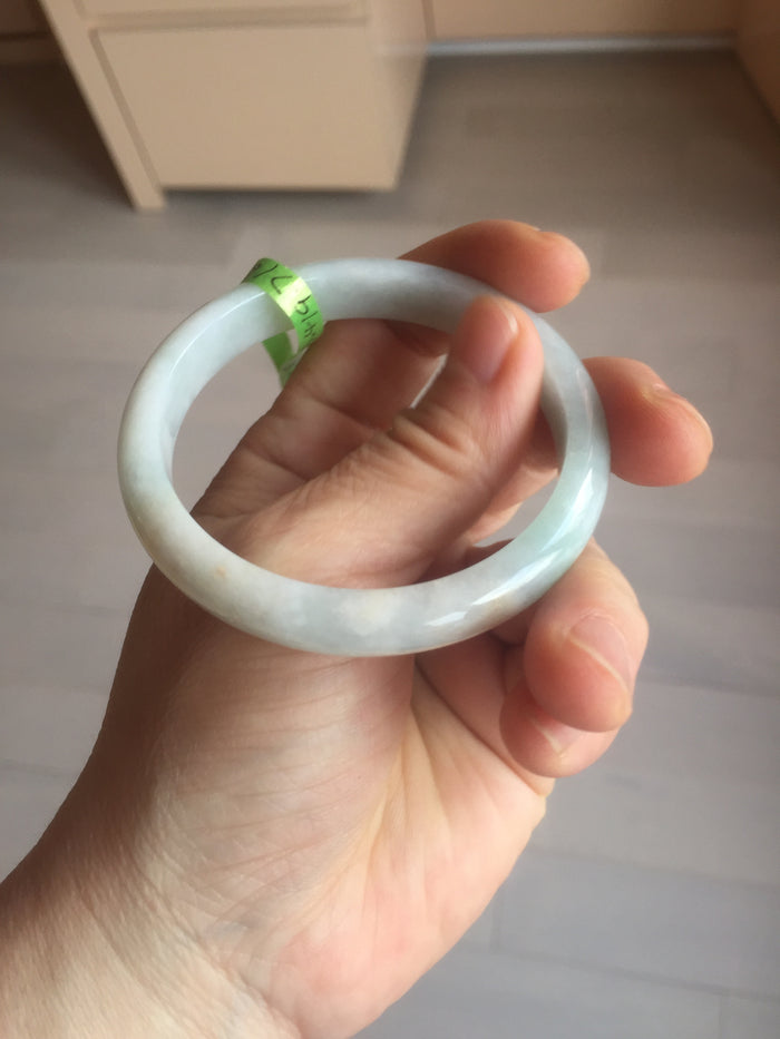 53.4mm 100% natural Type A green/white jadeite jade bangle G73