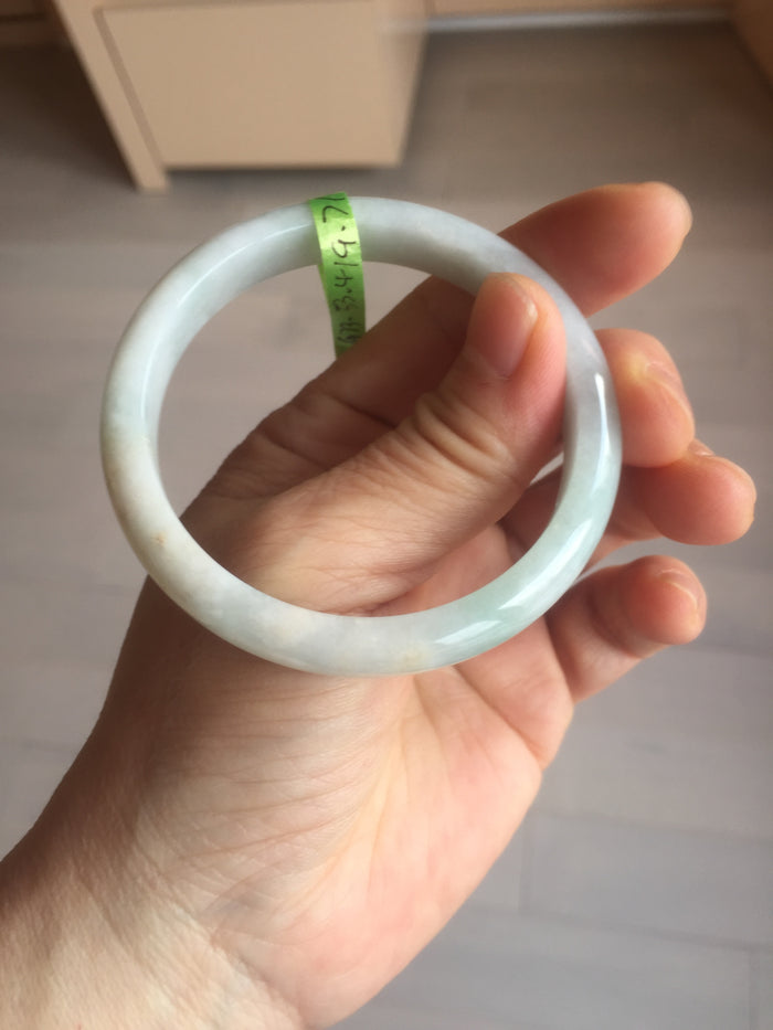 53.4mm 100% natural Type A green/white jadeite jade bangle G73