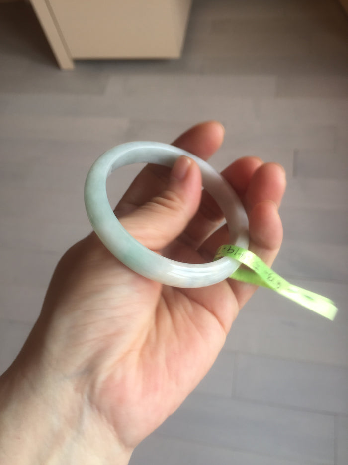 53.4mm 100% natural Type A green/white jadeite jade bangle G73