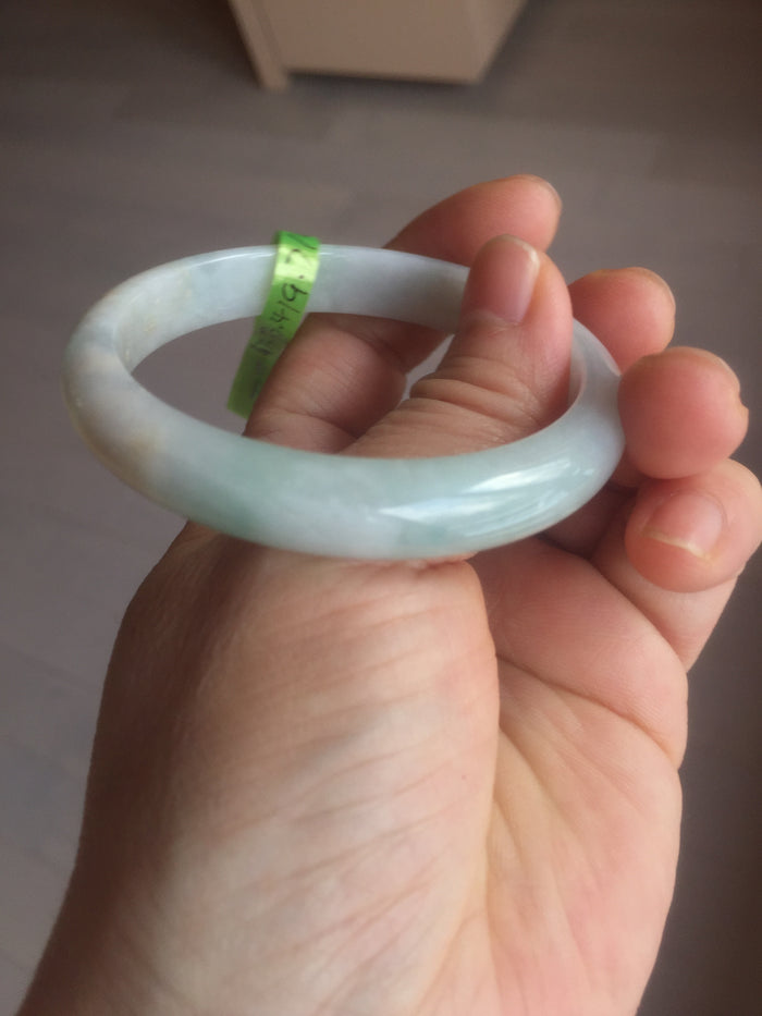 53.4mm 100% natural Type A green/white jadeite jade bangle G73
