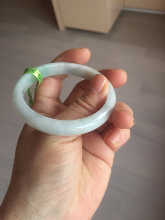 53.4mm 100% natural Type A green/white jadeite jade bangle G73