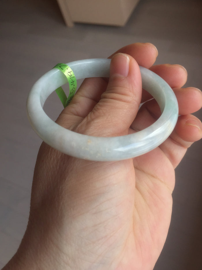 53.4mm 100% natural Type A green/white jadeite jade bangle G73