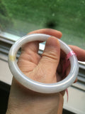 53.7mm certificated Type A 100% Natural white round cut Jadeite Jade bangle Z49-3437