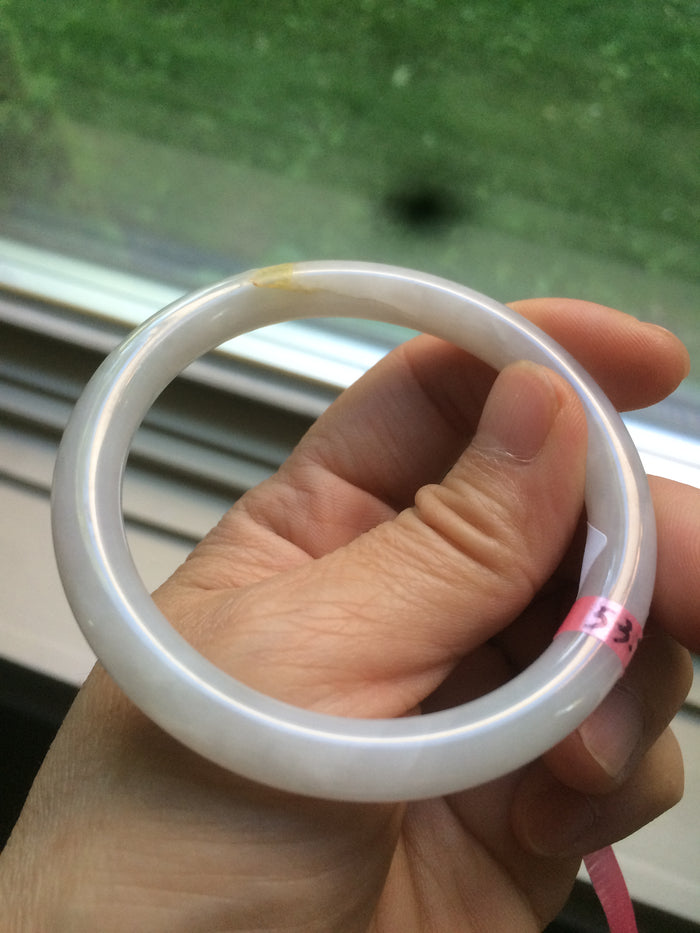 53.7mm certificated Type A 100% Natural white round cut Jadeite Jade bangle Z49-3437