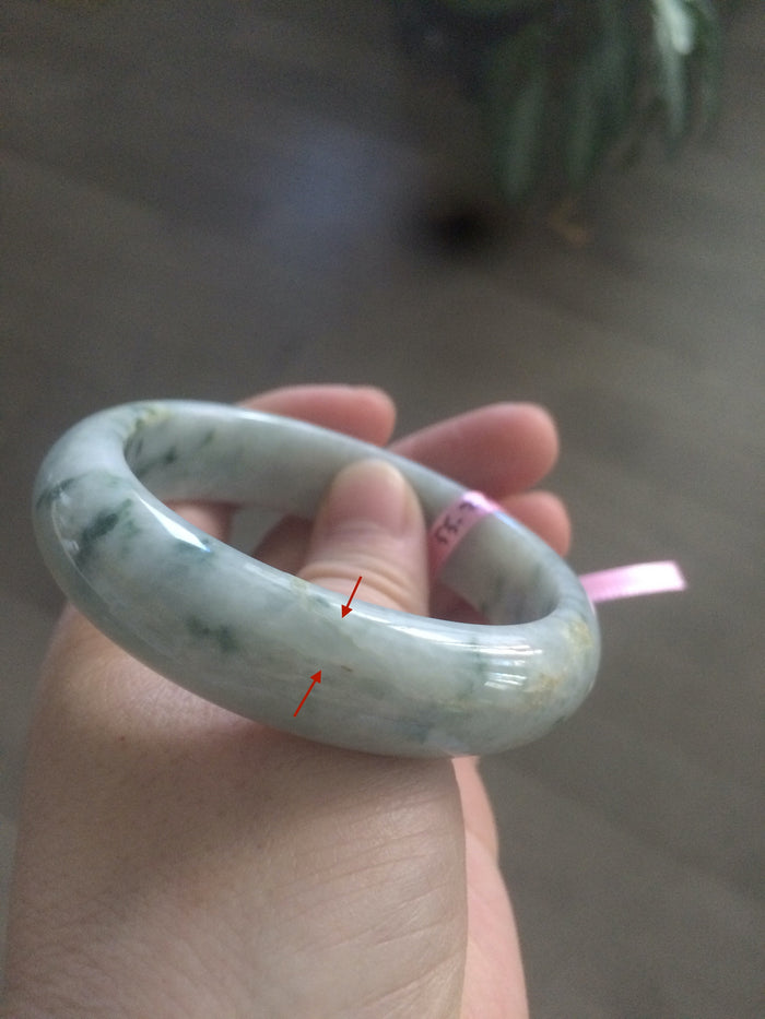 55.2mm Certified Type A 100% Natural green Jadeite Jade bangle B63-5265