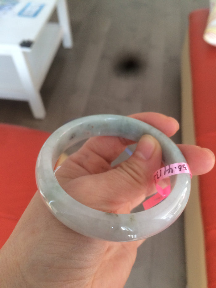 56.4mm Certified Jadeite Jade bangle Type A 100% Natural icy green W25-0780