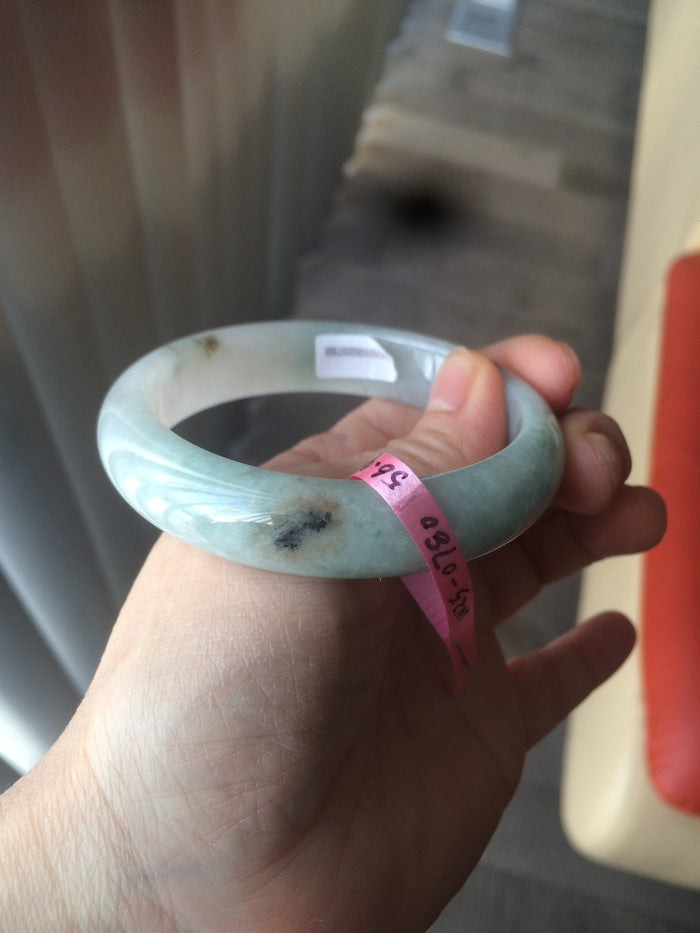 56.4mm Certified Jadeite Jade bangle Type A 100% Natural icy green W25-0780