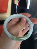 56.7mm Certified Type A 100% Natural light green Jadeite Jade bangle N7-6528