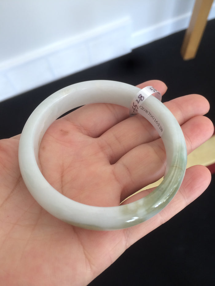 56.7mm Certified Type A 100% Natural light green Jadeite Jade bangle N7-6528