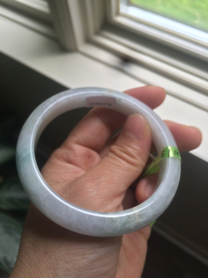 57.8mm certified type A 100% Natural light green/purple Jadeite Jade bangle Q20-5749