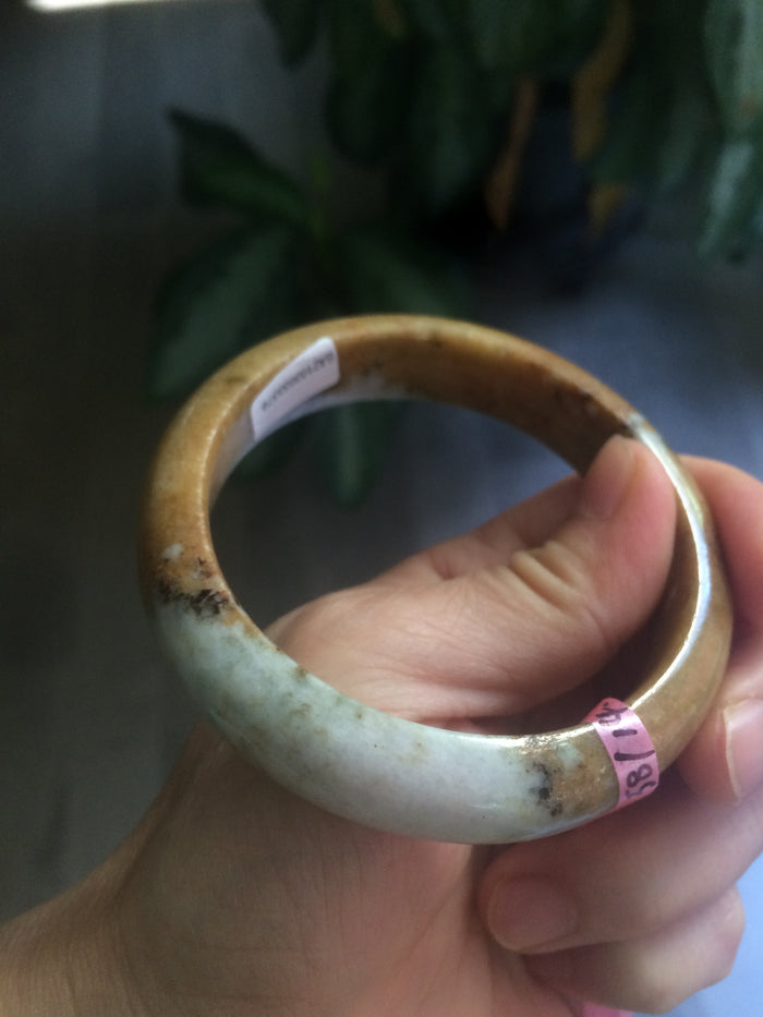 58mm Certified 100% natural Type A yellow/brown/purple jadeite jade bangle A44-3379