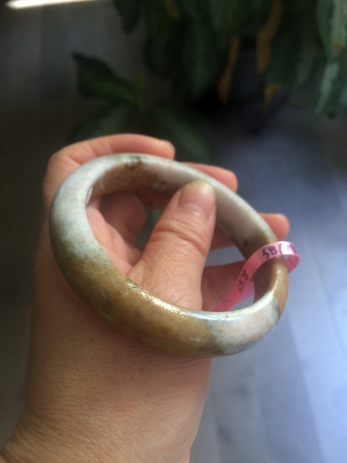 58mm Certified 100% natural Type A yellow/brown/purple jadeite jade bangle A44-3379