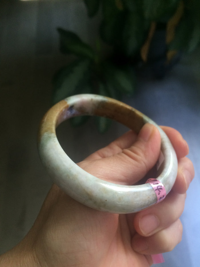 58mm Certified 100% natural Type A yellow/brown/purple jadeite jade bangle A44-3379