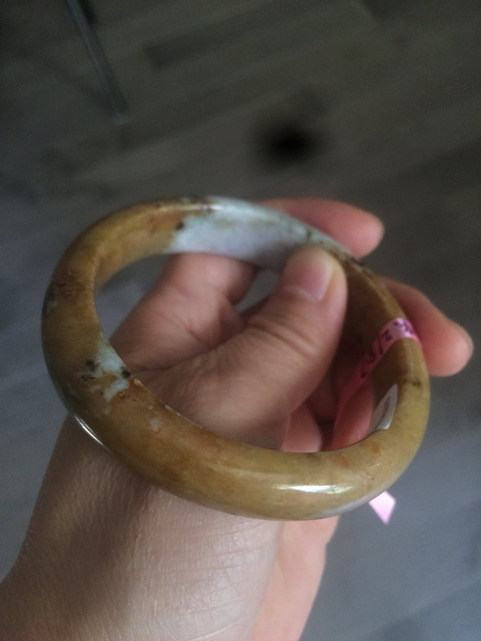 58mm Certified 100% natural Type A yellow/brown/purple jadeite jade bangle A44-3379