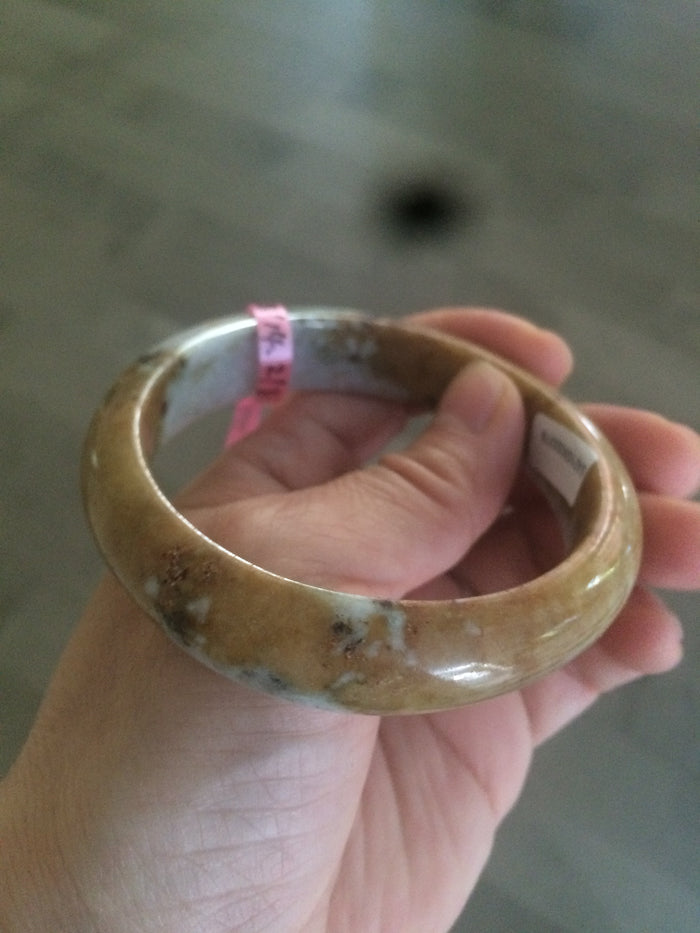 58mm Certified 100% natural Type A yellow/brown/purple jadeite jade bangle A44-3379