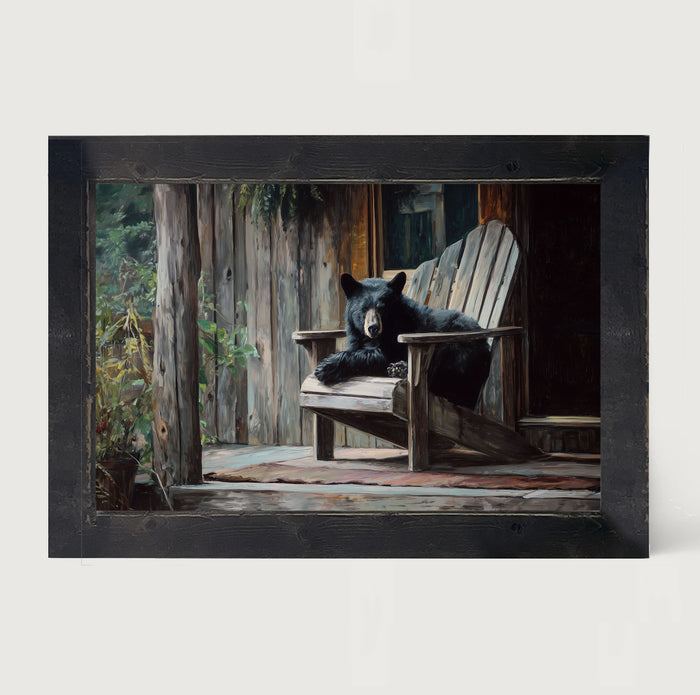 Adirondack Chair with Black Bear - Framed Art