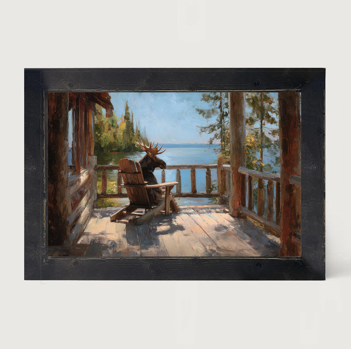 Adirondack Chair with Moose - Framed Art