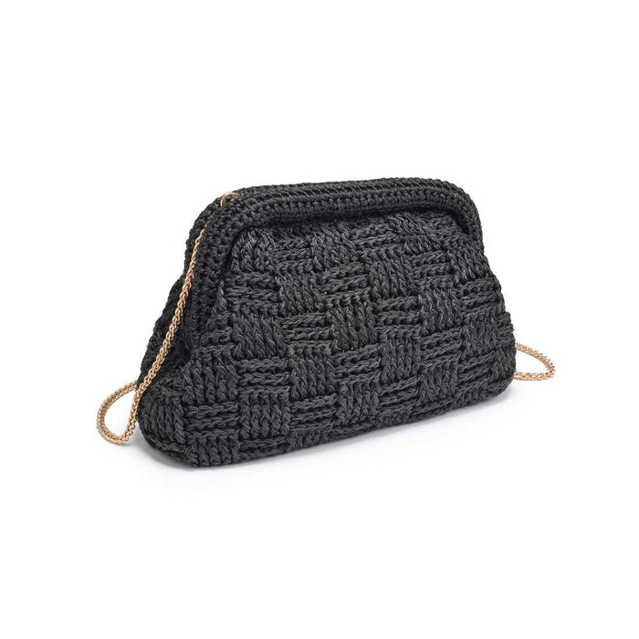 Urban Expressions Annie Clutch in black leather with a sleek design and gold hardware, perfect for evening outings.
