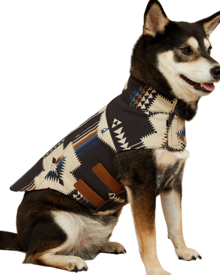 Thornstone Print Coloured Ariat ACC Team Softshell Dog Jacket on white background #colour_thornstone-print