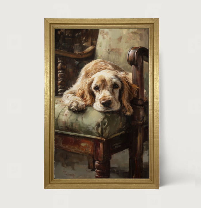 Armchair with Cocker Spaniel Dog