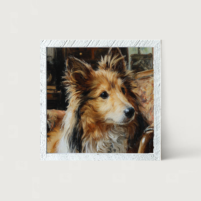 Armchair with Shetland Sheepdog - Framed Art
