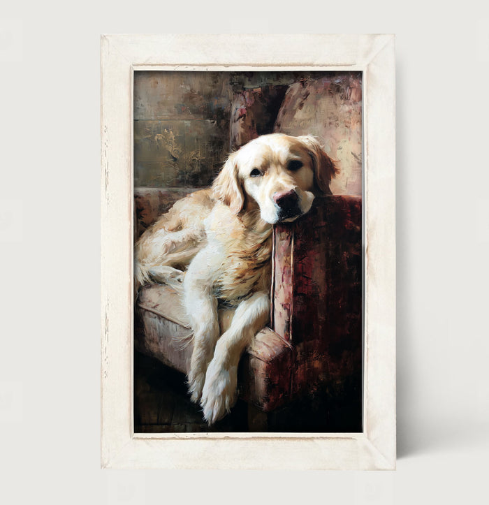Armchair with Yellow Labrador - Framed Art