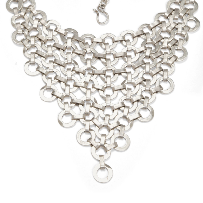 Chanour Aurora Mesh Collar necklace featuring a delicate, shimmering mesh design on a sleek, modern chain.