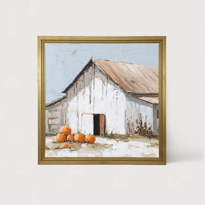 Barn with Pumpkins - Framed Art