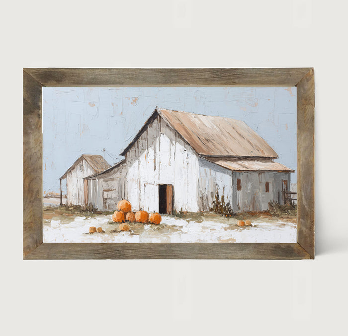 Barn with Pumpkins - Framed Art