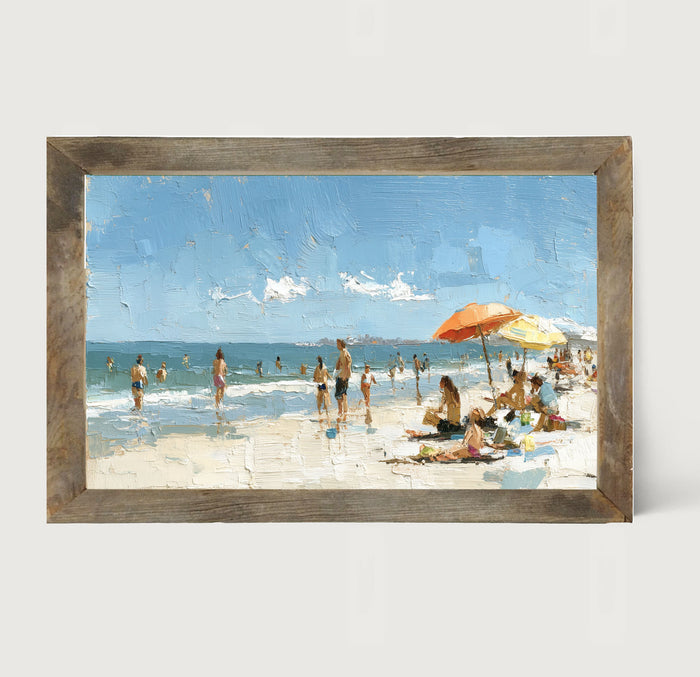 Beach Time - Orange Umbrella - Framed Art