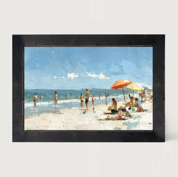 Beach Time - Orange Umbrella - Framed Art