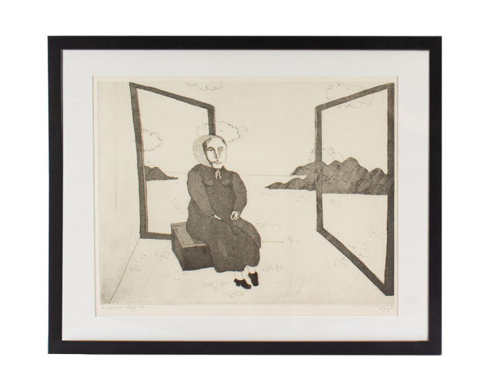 Benjamin Levy 1970 Etching of a Seated Woman