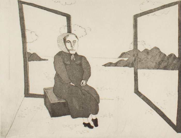 Benjamin Levy 1970 Etching of a Seated Woman